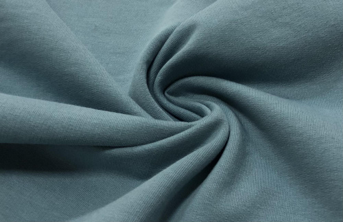 Ткань Футер 2-х нитка г/к с/л петельный, 245гр.кв.м, 95% Хб + 5% лайкра, пенье, цв. Синяя дымка  ТриКатушки
