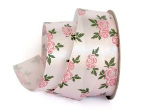  UT021-25-3052-076/150 Лента атласная с рисунком 25мм (рулон 20 ярдов = 18 метров)  ТриКатушки