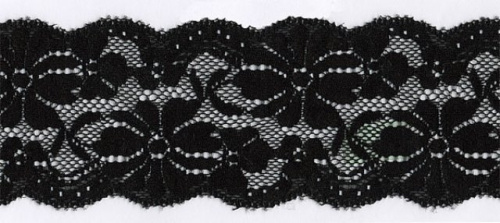 1261 черный кружево-стрейч 55мм (намотка 27,4 метров)  ТриКатушки