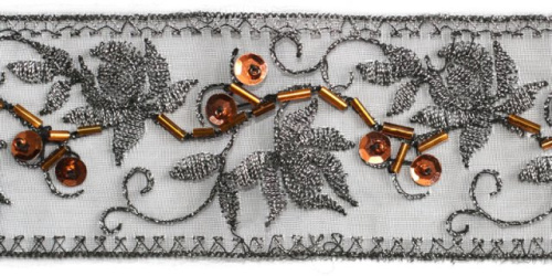  2020 коричневый Кружево с пайетками 50мм (упаковка 15 ярдов = 13,7 метра)  ТриКатушки