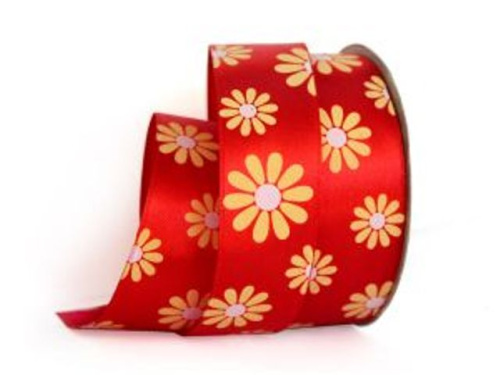  UT013-25-3095-white/014 Лента атласная с рисунком 25мм (рулон 20 ярдов = 18 метров)  ТриКатушки