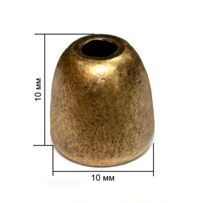  16642К антик концевик металл h=10мм (упаковка 500 штук)  ТриКатушки