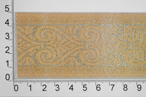  004 бежевый/золото Тесьма жаккард 50мм (намотка 9,5 метров)  ТриКатушки