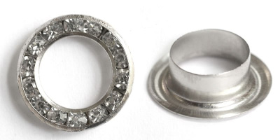  Люверсы со стразами МН D=09х15мм никель (упаковка 1000 штук) арт.0301-4925  ТриКатушки