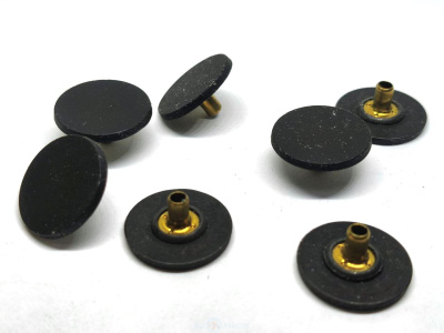  Шляпка плоская к кнопке (литая, обрезиненная) 17мм цв.Черный (Нержавеющие) (уп.10/100 шт)  ТриКатушки