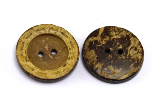  Пуговицы кокос CY 0219 40L-25мм,2 прок.цв. Натуральный(уп.500 шт)  ТриКатушки