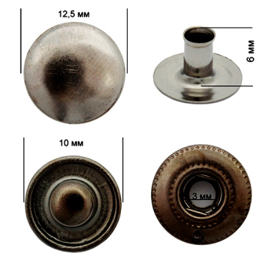  Кнопка Нержавеющие №54 Альфа 12,5мм Цв. Черный Никель (уп.1440шт),New Star  ТриКатушки