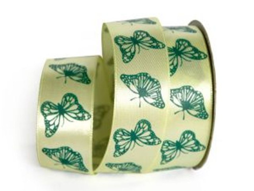  UT011-25-3025-045 Лента атласная с рисунком 25мм (рулон 20 ярдов = 18 метров)  ТриКатушки