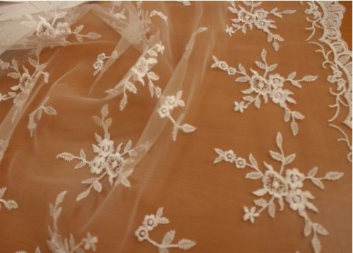  Ткань 5039 Тюль вышивка №000 белый  ТриКатушки