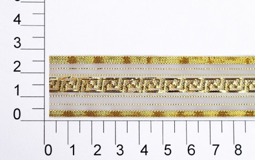  Лента подарочная арт.С3488Г17 рис.8255 ширина 25мм (упаковка 25 метров) цв.золото  ТриКатушки