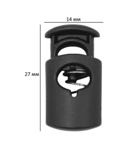  Фиксатор для шнура Цилиндр 8986 цв.Черный (уп.50/250/500 шт)  ТриКатушки