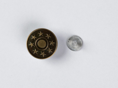  Пуговицы джинсовые 20мм Сталь ЗВЕЗДЫ цв.антик (уп.500)  ТриКатушки