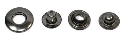  Кнопка металл (нерж), клямерная, D=20мм, цв.Черный Никель  (упаковка 500 штук)  ТриКатушки