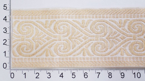  004 белый/медь Тесьма жаккард 50мм (намотка 9,5 метров)  ТриКатушки