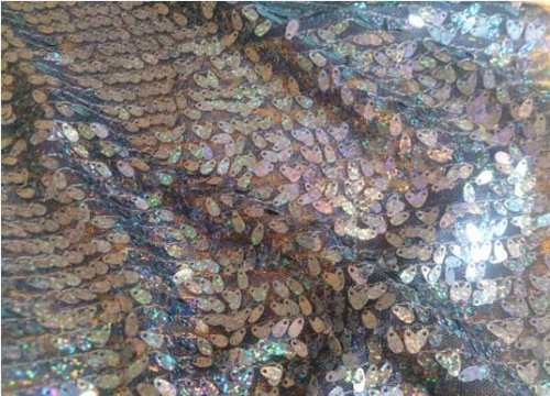  Ткань 5033 Сетка пайетки Галлограмма №703 темно-синий  ТриКатушки