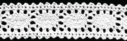  0018F белый кружево вязанное 32мм (намотка 20 ярдов = 18,3 метров)  ТриКатушки