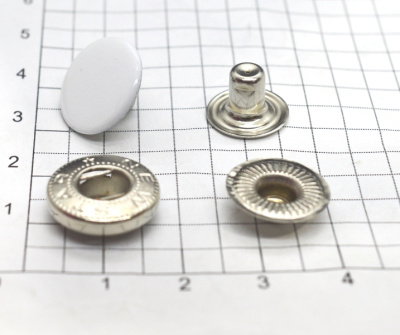  Кнопка 15мм Альфа сталь цв. 101/белый (уп. 20 шт) ProKnopka  ТриКатушки