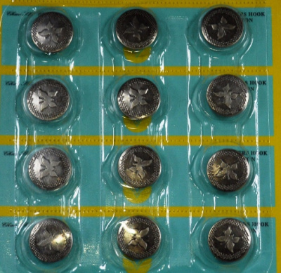  Пуговицы джинсовые в блистере 17мм (уп. 12шт.), Бабочка цв. черный никель  ТриКатушки