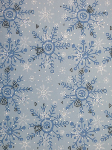  Ткань курточная детская  Дьюспо 240T WR PU цв.Snowflakes-18 голубой 65  ТриКатушки