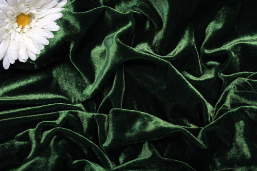  Ткань 3001 Бархат стрейч, ш.150см., №601а зеленый  ТриКатушки