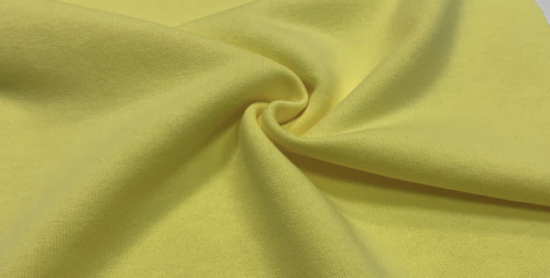  Ткань Футер 3-х нитка г/к с начесом 320гр.кв.м, 67% Хб+33% ПЭ, пенье, цв. Св. желтый  ТриКатушки