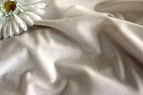  Ткань 3005 Бархат стрейч, ш.150см., №003 молочный  ТриКатушки