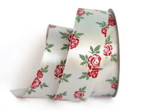  UT021-25-3002-095/145 Лента атласная с рисунком 25мм (рулон 20 ярдов = 18 метров)  ТриКатушки