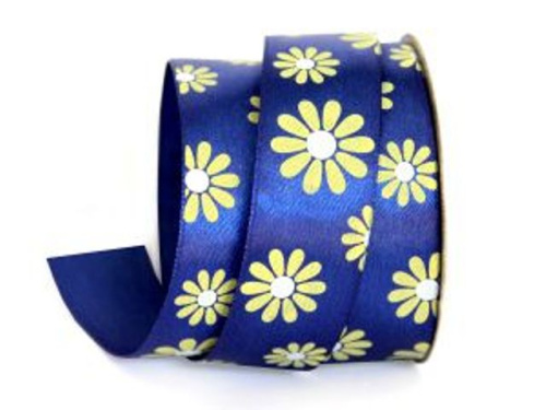  UT013-25-3162-white/014 Лента атласная с рисунком 25мм (рулон 20 ярдов = 18 метров)  ТриКатушки