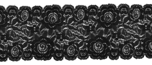  1227 черный кружево-стрейч 85мм (намотка 27,4 метров)  ТриКатушки
