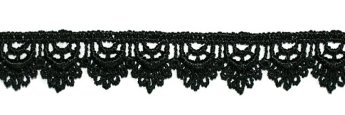  1051 черный Кружево вязанное 16мм (упаковка 15 ярдов = 13,7 метра)  ТриКатушки
