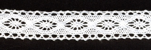  0021F белый кружево вязанное 25мм (намотка 20 ярдов = 18,3 метров)  ТриКатушки