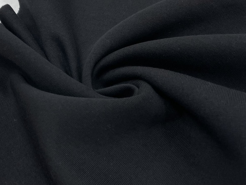  Ткань Футер 3-х нитка г/к с начесом 260гр.кв.м, 70% Хб+30% ПЭ, пенье, цв. Черный  ТриКатушки