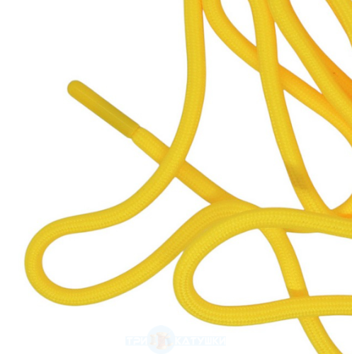  Шнурок круглый 6мм (пласт.наконеч.) 120см (уп.100шт) жёлтый 110  ТриКатушки