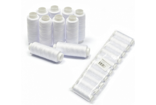  Набор ниток п/э Euron 40/2, 400ярд, цв. Белый (уп. 10шт.)  ТриКатушки