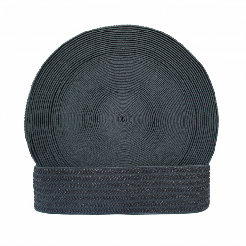  Резинка 14237 EkoflexТканая 60мм Soft (25м) цв. черный/люрекс  ТриКатушки