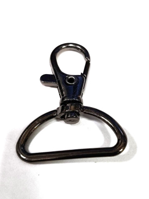  Карабин 25мм металл,поворотный цв.Черный Никель (фас.10/100/200 штук)  ТриКатушки