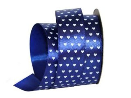  UT003-25-3162-white Лента атласная с рисунком 25мм (рулон 20 ярдов = 18 метров)  ТриКатушки