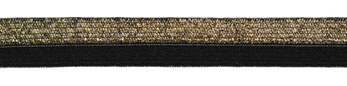  5216 черный/золото резинка бельевая 16мм (намотка 144 ярда = 131,7 метра)  ТриКатушки