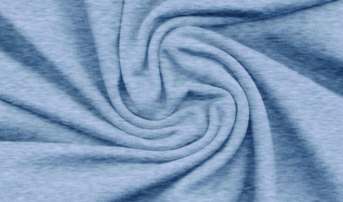  Ткань Кулирная гладь г/к с/л, 210гр.кв.м, 62% Хб + 30%ПЭ + 8% лайкра (меланж), пенье, цв. Св.голубо  ТриКатушки