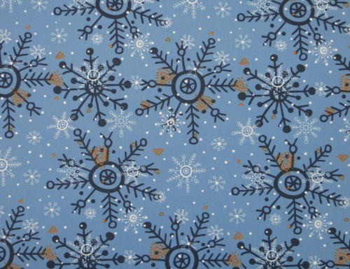  Ткань курточная детская  Дьюспо 240T WR PU цв.Snowflakes-18 голубой 66  ТриКатушки