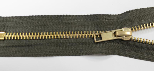  Молния Металл Т5 джинс 18 см №328 .оливк, (уп.100)  ТриКатушки