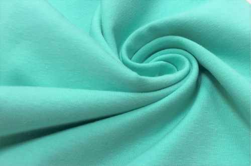 Ткань Кулирная гладь г/к с/л, 210гр.кв.м, 92% Хб + 8% лайкра, пенье, цв. Ментол  ТриКатушки