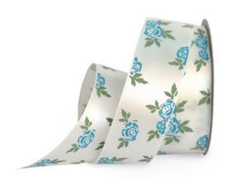  UT021-25-3002-157/145 Лента атласная с рисунком 25мм (рулон 20 ярдов = 18 метров)  ТриКатушки