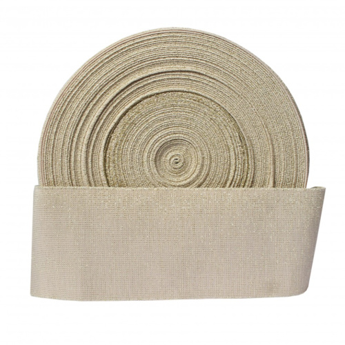  Резинка 52549 EkoflexТканая 80мм Soft (25м) цв.№155 бежевый/золото  ТриКатушки