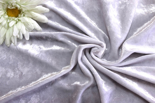  Ткань 3002 Бархат стрейч крэш, ш.160см, цв. 000 белый  ТриКатушки