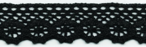  0007F черный кружево вязанное 28мм (намотка 20 ярдов = 18,3 метров)  ТриКатушки