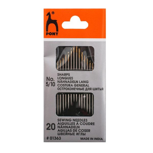  01363 Иглы швейные №5/10, упак./20 шт., PONY  ТриКатушки