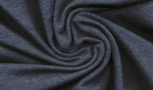  Ткань Футер 3-х нитка г/к петельный 320гр.кв.м, 70% Хб+30% ПЭ (меланж), пенье, цв. Индиго меланж  ТриКатушки