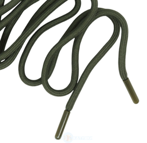  Шнурок круглый 6мм (пласт.наконеч.) 120см (уп.100шт) хаки 327  ТриКатушки