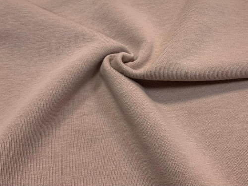  Ткань Футер 3-х нитка г/к с начесом 320гр.кв.м, 67% Хб+33% ПЭ, пенье, цв. Розовая дымка  ТриКатушки